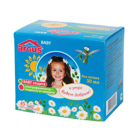 Электрофумигатор, жидкость от комаров Argus baby, 30 мл., картонная коробка