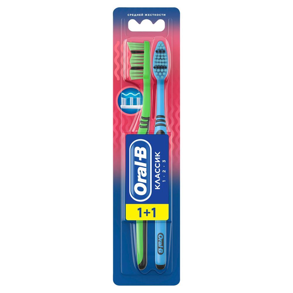 Зубная щетка Oral-B 1 2 3 Классик 40 Medium 2шт., блистер