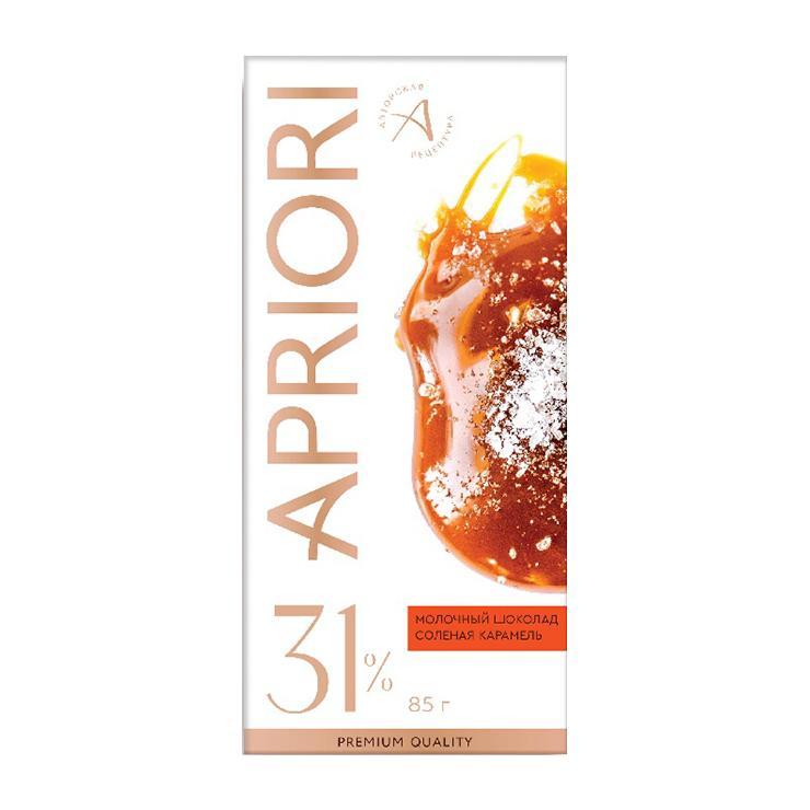 Шоколад Apriori молочный 31% какао соленая карамель 85 гр., картон