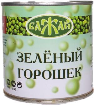 Горошек Бажай зеленый , 400 гр, ж/б