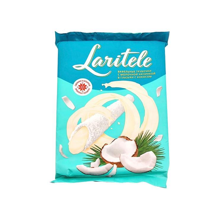 Вафельные трубочки Laritele с молочной начинкой в глазури с кокосом 160 гр*1 кор х 20 шт*1 шт