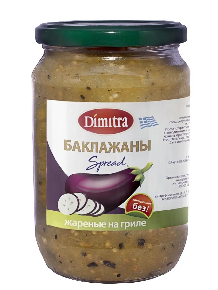 Баклажаны Dimitra очищенные жаренные на гриле, 720 мл., стекло