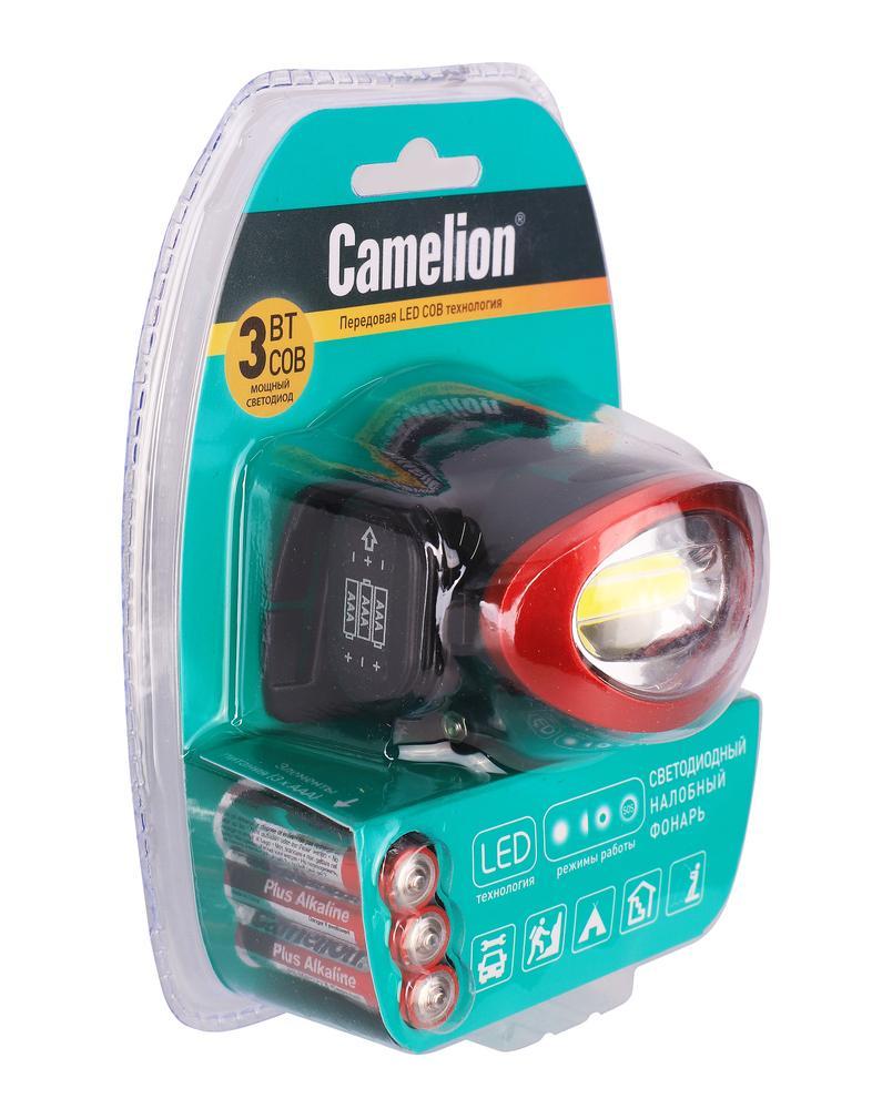 Фонарь Camelion налобный LED5382 4реж 3XLR03 черный, блистер