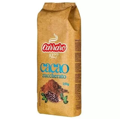 Какао-порошок Carraro Cacao Zuccherato, растворимый, с сахаром, 250 гр., картон