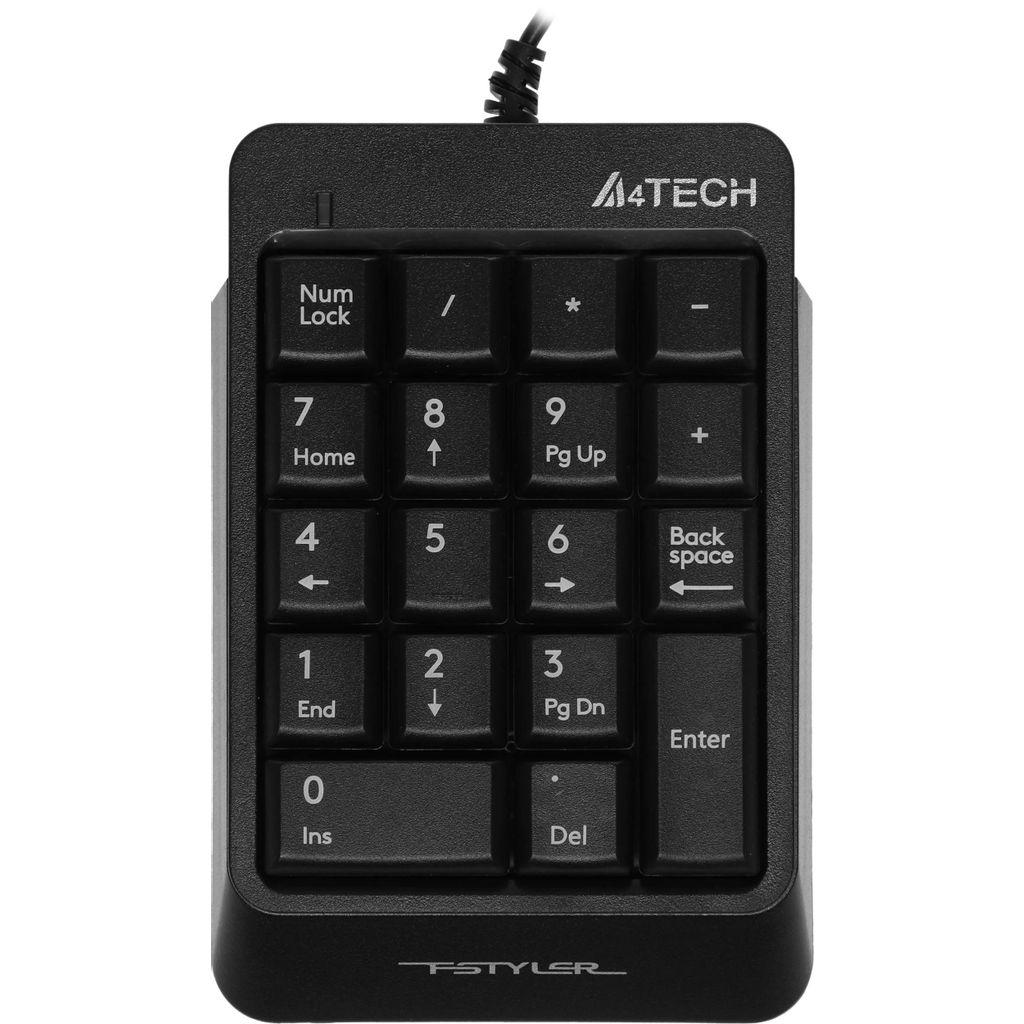 Числовой блок A4TECH Fstyler FK13P, проводная, USB, мембранная, черный [fk13p black]