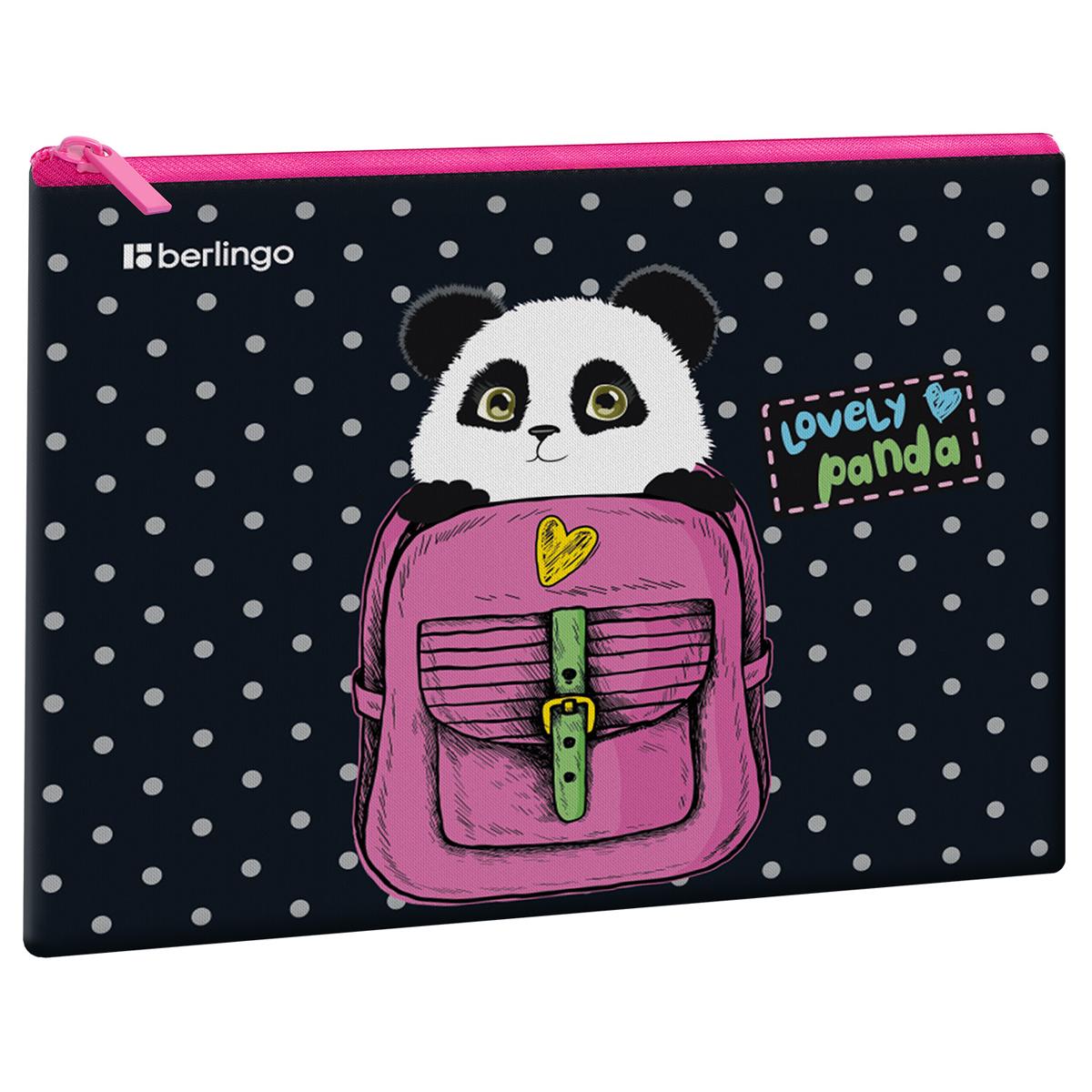 Папка 1 отделение, А5 BerlingoCute panda, 255*20 5мм, ПВХ, на молнии