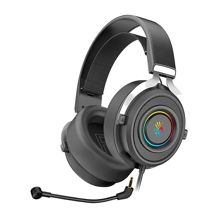 Гарнитура игровая A4TECH Bloody G535P, для компьютера, мониторные, проводные, черный / серебристый [g535p 4pin+usb/black+silver]