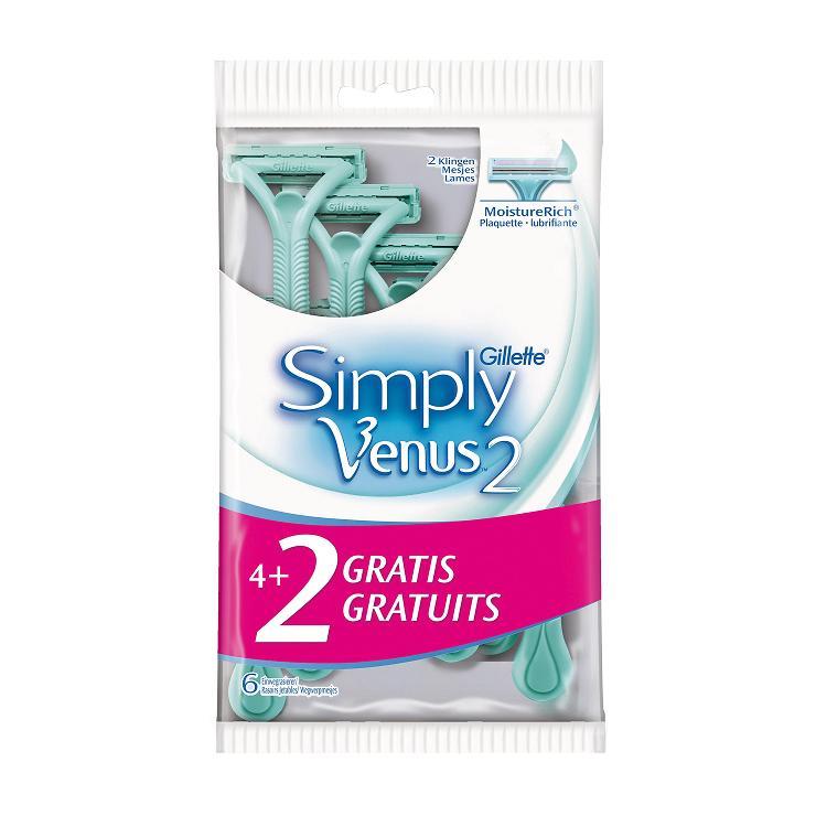 Станок для бритья женский Venus Gillette Simply 6 штук, флоу-пак
