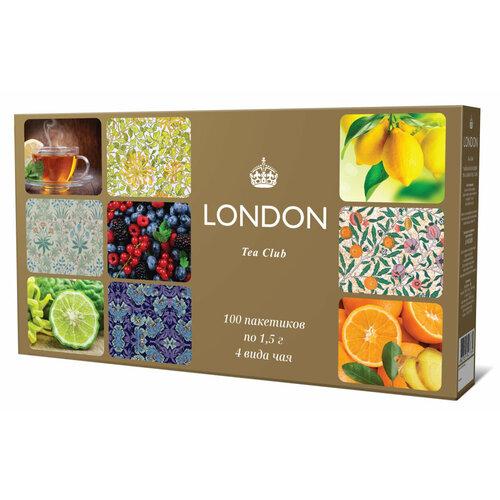 Набор чая подарочный London Tea Club 4 вкуса 100 пакетиков, картон