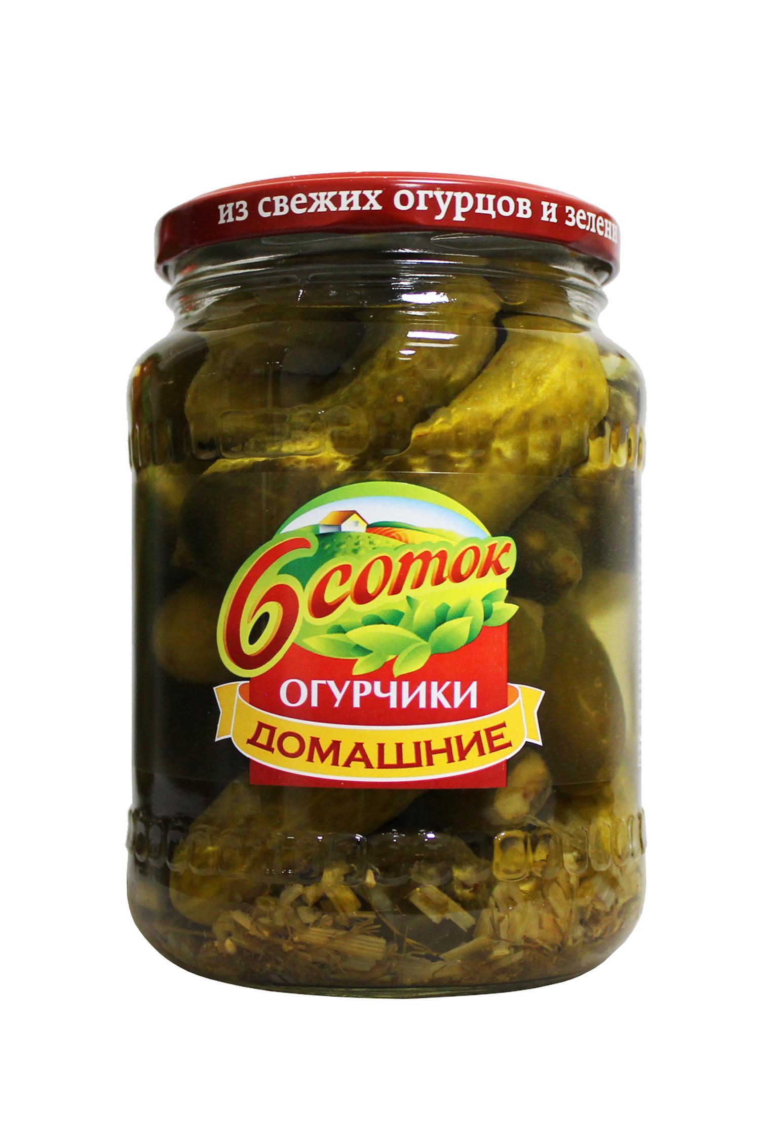 Огурцы 6 соток домашние, 680 гр., стекло