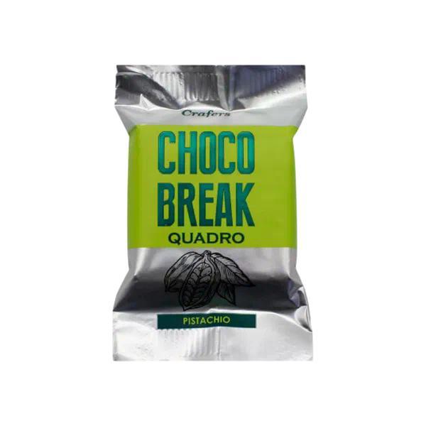Печенье сдобное глазированное CHOCO BREAK QUADRO с начинкой со вкусом фисташки 18 гр., флоу-пак