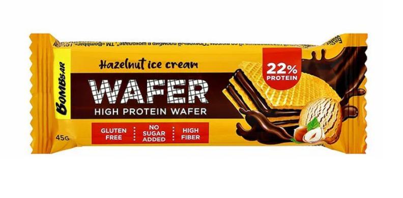 Батончик вафельный Bombbar WAFER Ореховый пломбир в шоколаде 45 гр., флоу-пак