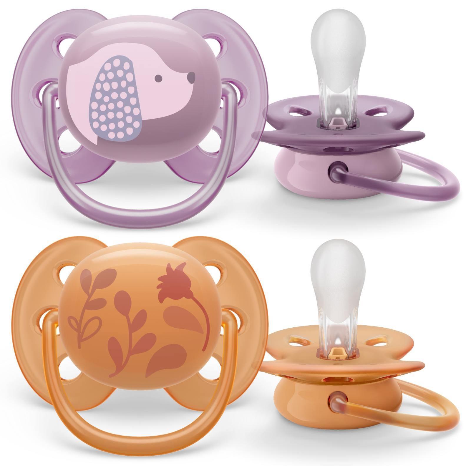 Пустышка силиконовая Philips Avent ultra soft SCF091/18 с футляром, 6-18 мес, 2 шт., ПЭТ