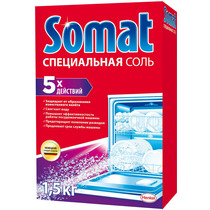 Соль 3-го действия для посудомоечной машины Somat 1,5 кг., картон