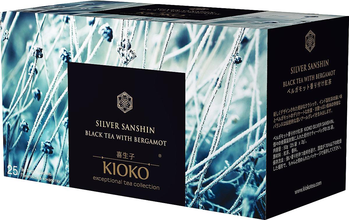 Чай Kioko Silver Sanshin черный с ароматом бергамота 25 пакетиков 50 гр., картон
