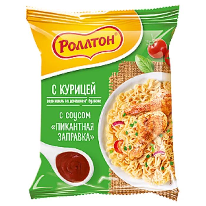 Вермишель быстрого приготовления Роллтон куриная с соусом Пикантная заправка 65 гр., флоу-пак