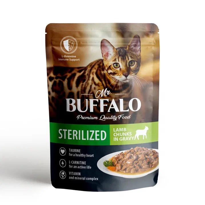 Влажный корм Mr.Buffalo STERILIZED ягненок в соусе для стерилизованных кошек, 85 гр, пауч