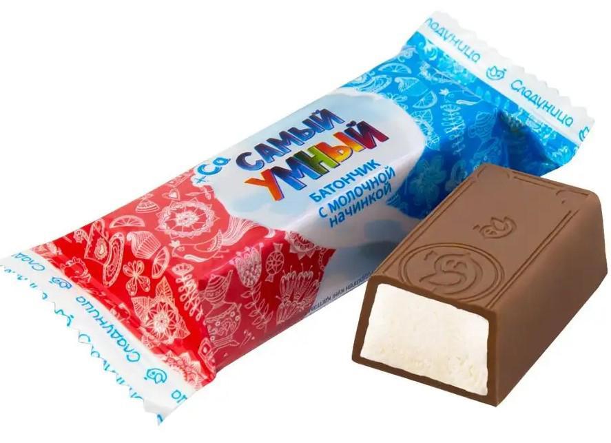 Батончик Сладуница Самый умный Молочный 1 кг., флоу-пак