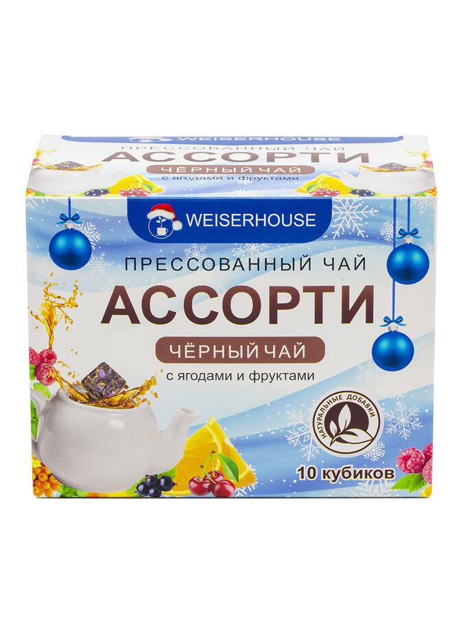 Черный чай Weiserhouse Чайное ассорти кубики Новый год 10 штук 50 гр., картон
