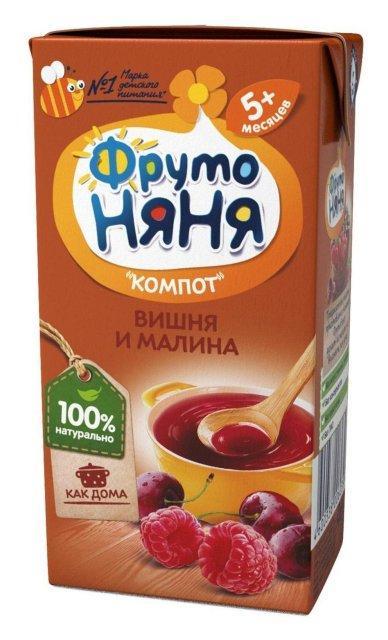 Компот Фруто Няня Вишня и малина 200 мл., тетра-пак