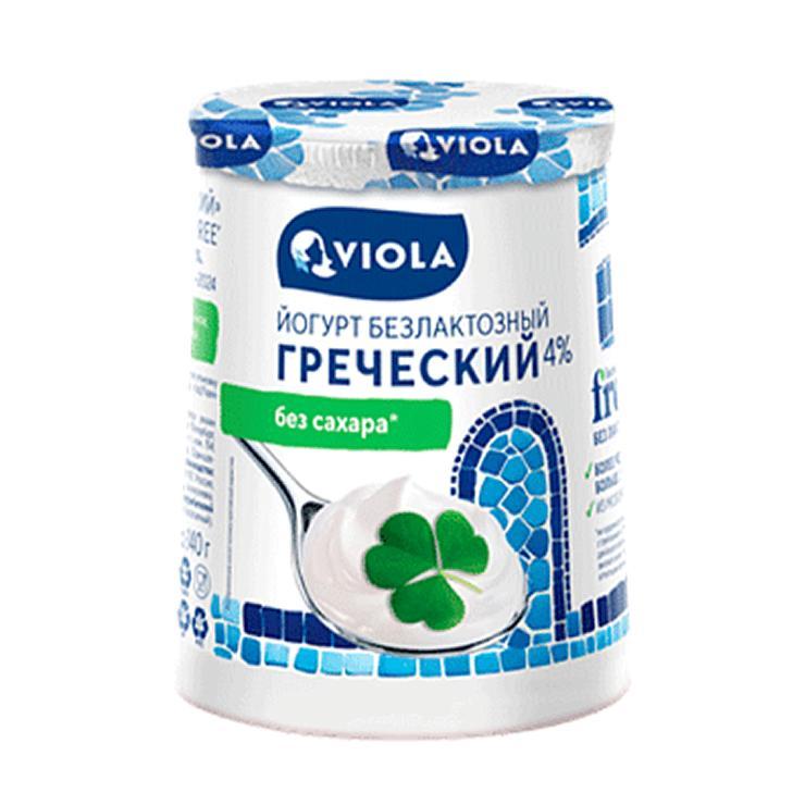 Йогурт Viola греческий безлактозный 4% 180 гр., стакан