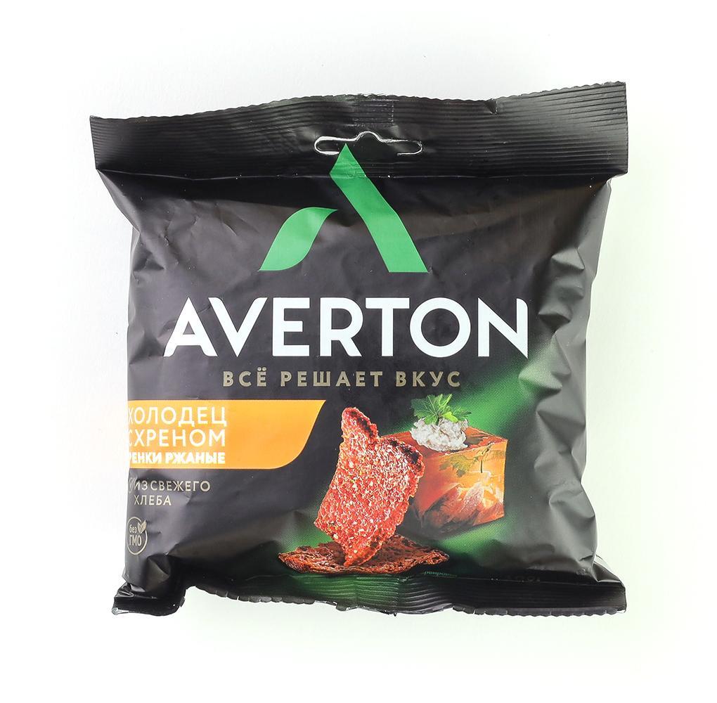 Гренки Averton ржаные со вкусом холодца с хреном 40 гр., флоу-пак