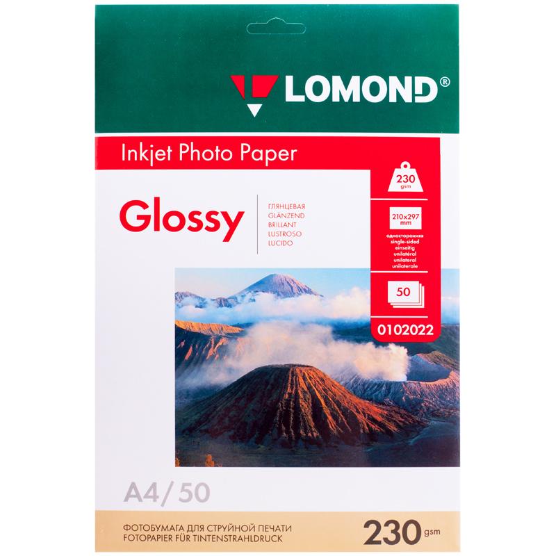 Бумага А4 для стр. принтеров Lomond, 230г/м2 (50л) гл.одн.