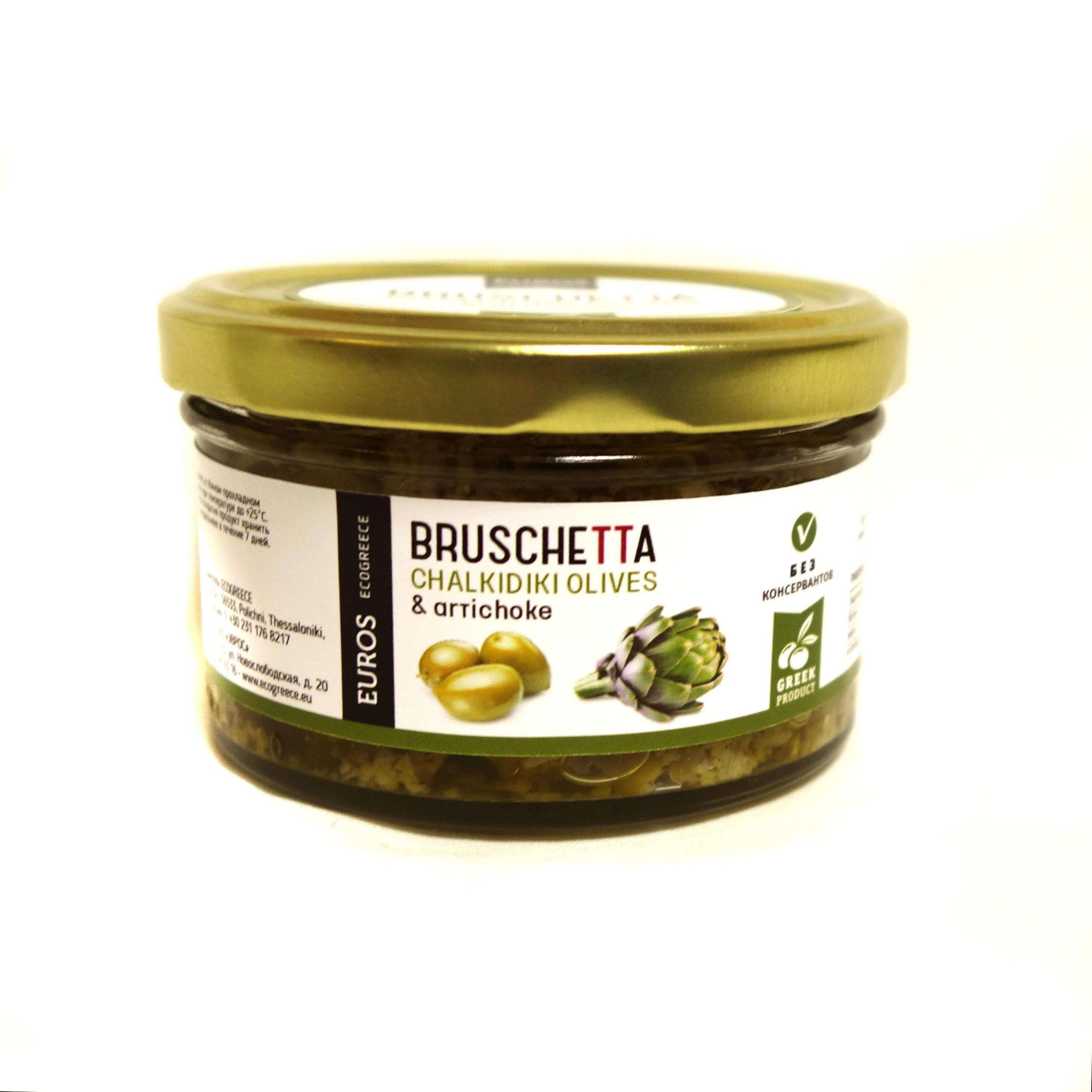 Брускетта Evros из артишоков и зеленых оливок, 150 гр., стекло
