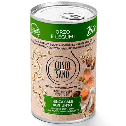 Бобы GUSTO SANO ORGANIC микс с перловкой без соли и сахара 400 гр., ж/б
