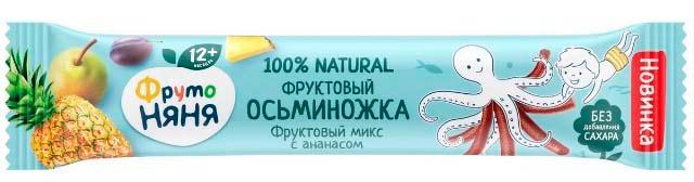 Кусочки фруктовые Фруто Няня Осьминожки Микс с ананасом 16 гр., флоу-пак