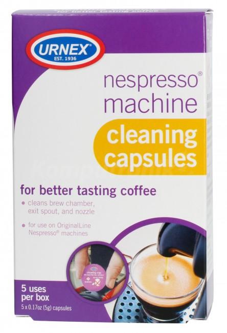 Капсулы чистящие от кофейных масел Nespresso 5 шт, Urnex, картонная коробка