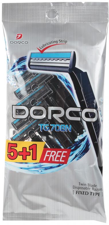 Cтанки для бритья c увлажняющей полоской одноразовые, 5+1 шт., Dorco, 2, 32 гр., флоу-пак