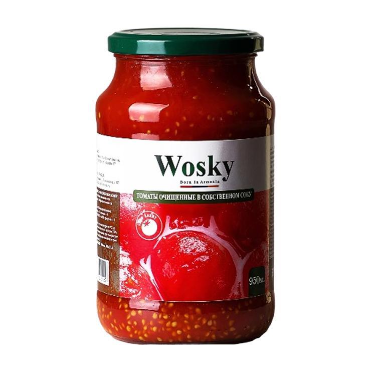 Томаты WOSKY очищенные в собственном соку 680 гр., стекло