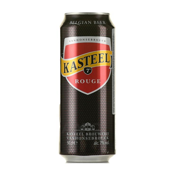 Напиток пивной Kasteel Rouge темный нефильтрованный вишневый 7% 500 мл., ж/б