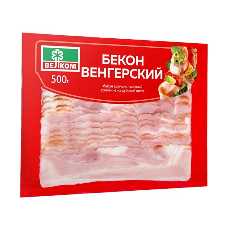 Бекон Велком Венгерский варено-копченый, нарезка, 500 гр., в/у