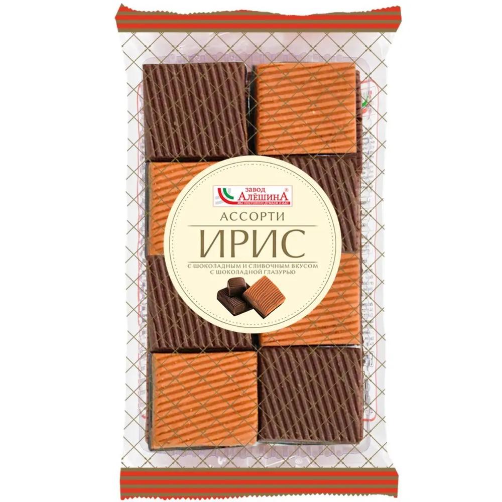 Ирис Завод Алешина Ассорти с шоколадным и сливочным вкусом 240 гр., флоу-пак