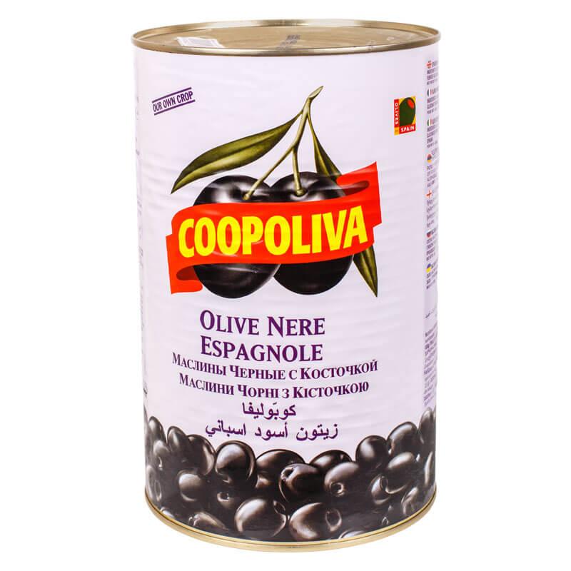 Маслины Coopoliva с косточкой 190/210, 4,3 кг., ж/б
