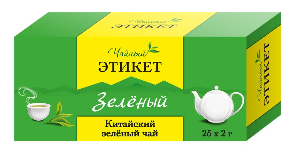 Чай Этикет Китайский зеленый классический 25 пакетиков, 50 гр., картон