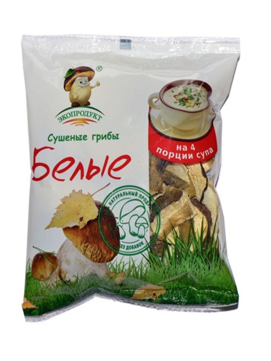 Грибы Экопродукт Белые сушеные, 40 гр., пластиковый пакет
