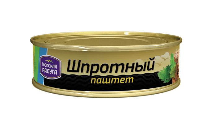 Паштет шпротный Морская Радуга, 160 гр., Жестяная банка 160 гр., Жестяная банка