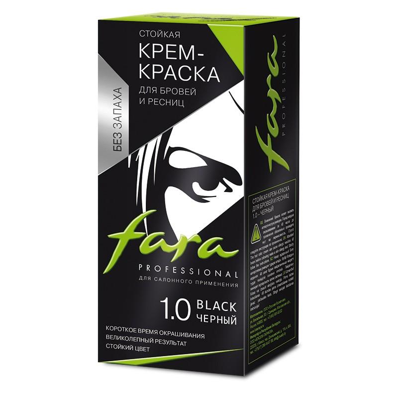Крем краска для бровей и ресниц Fara тон 1.0 черный 50 мл., картон