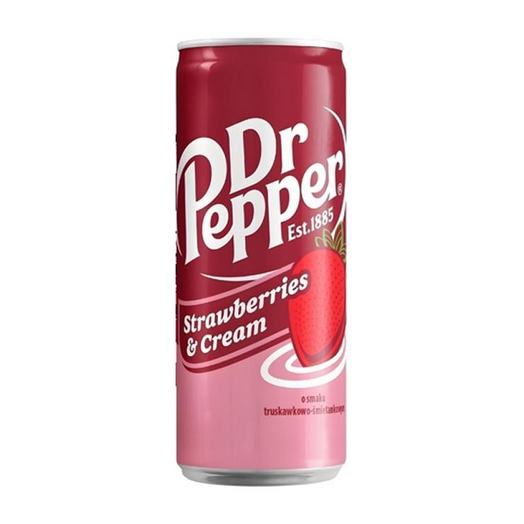 Напиток газированный Dr.Pepper Strawberries & Cream Slim Польша 330 мл., ж/б