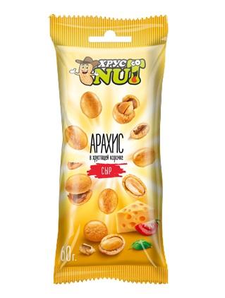 Арахис ХрустNUT в хрустящей корочке со вкусом сыра 60 гр., флоу-пак