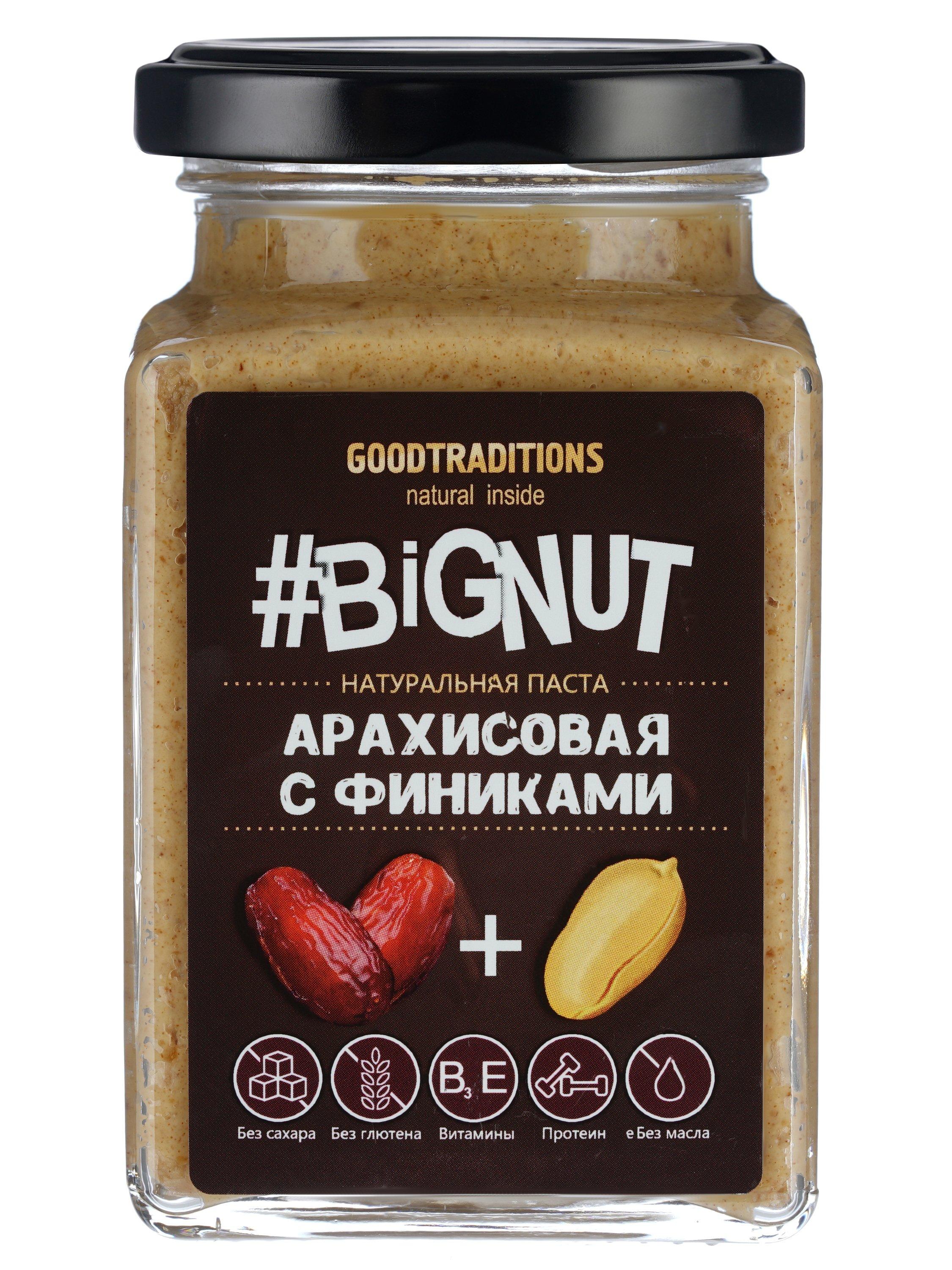 Арахисовая паста GOODTRADITIONS с фиником 240 г., стекло
