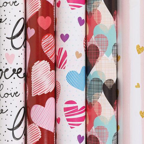 Бумага упаковочная Золотая Сказка love мелованная 70х100см 5 дизайнов 70 г/м2