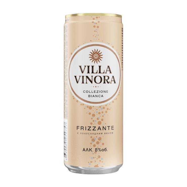 Напиток спиртной газированный Villa Vinora Frizzante семидолче белая коллекция 330 мл., ж/б