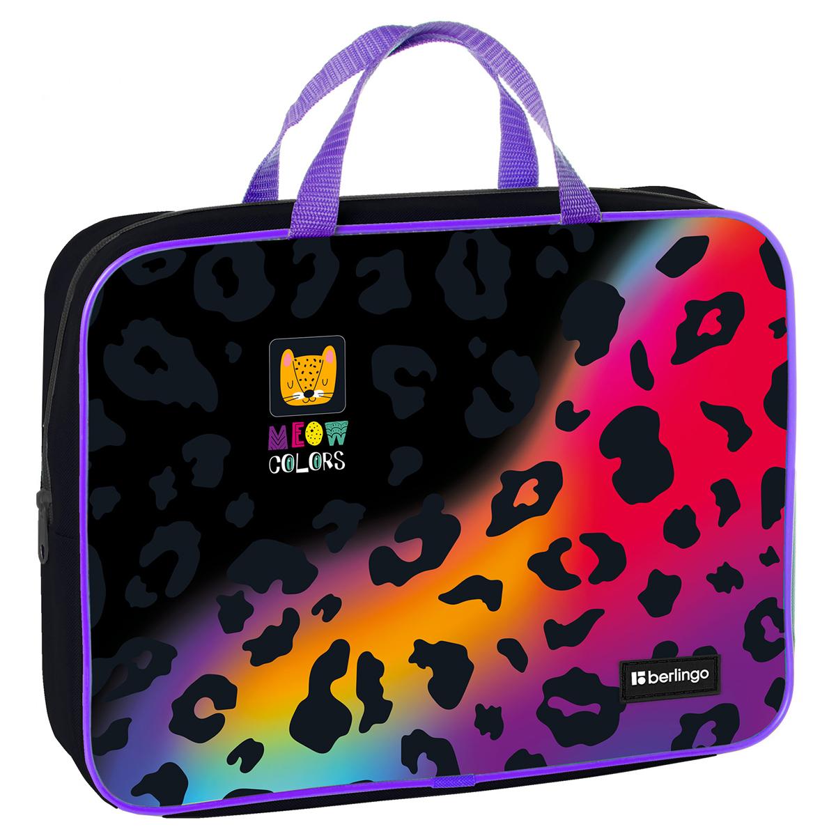 Папка текстильная с ручками 1 отделение, А4 Berlingo Meow colors, 350*265*80мм, текстиль, на молнии