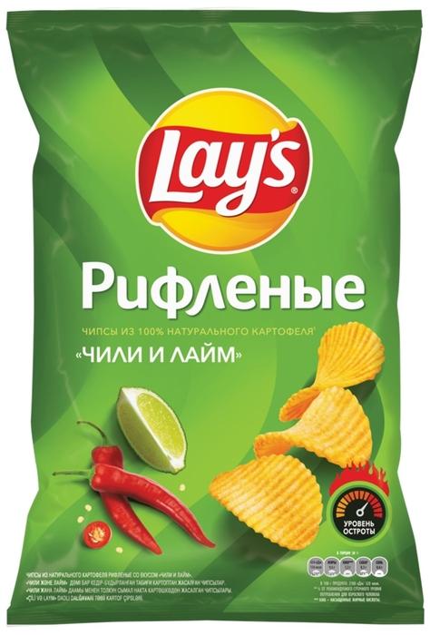 Чипсы Lay's чили лайм рифленые 150 гр., флоу-пак