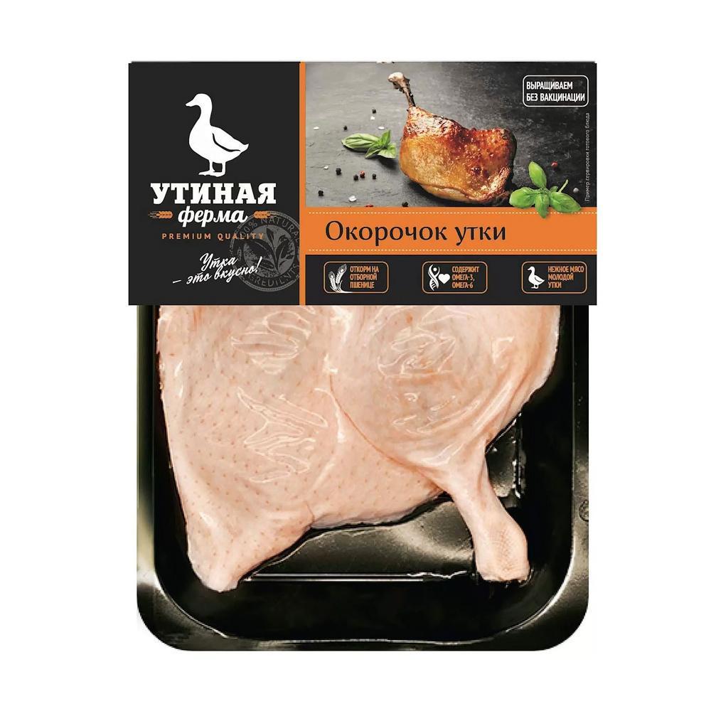Окорочок утки Утиная Ферма с кожей замороженный 700 гр., подложка
