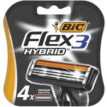 Кассеты для бритвенного станка с тройными лезвиями, 4 шт. Bic Flex 3 Hybrid, блистер